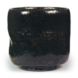 Keinyu: cylindrical tea bowl, Black Raku