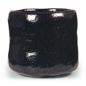 Keinyü: cylindrical tea bowl, Black Raku