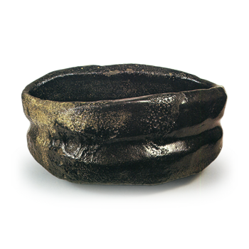 "Shoe"-shaped tea bowl, Black Raku