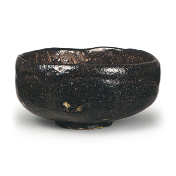 Nindosai (Tamamizu II): shallow tea bowl, Black Raku