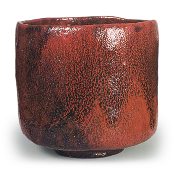 Rakuō (Tamamizu IV): cylindrical tea bowl, Black Raku