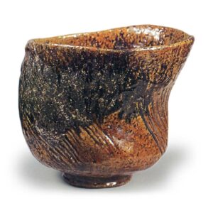Ohi I: cylindrical tea bowl, amber glaze
