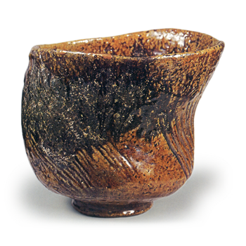 Ohi I: cylindrical tea bowl, amber glaze