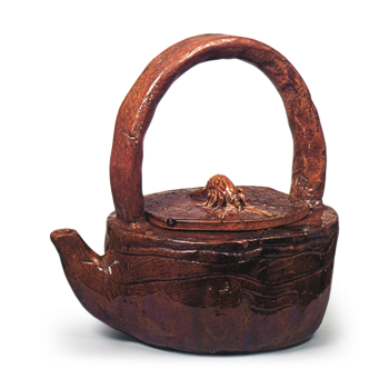 Ōhi I: water pitcher with handle, amber glaze
