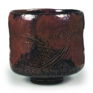 Ōhi VI: cylindrical tea bowl, Black Raku