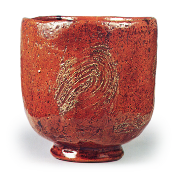 Õhi III: cylindrical tea bowl, amber glaze