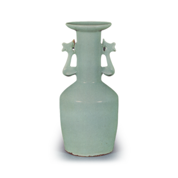 Celadon, Kin-style Phoenix-Ear Vase, Inscription: "Mansei"