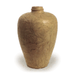 瀬戸灰釉花卉纹瓶