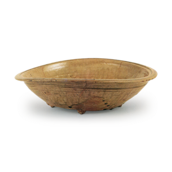 瀬戸灰釉四足盘