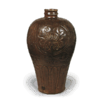 瀬戸铁釉花卉纹瓶