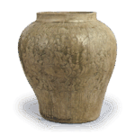 瀬戸灰釉印花广口壺