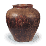 瀬戸铁釉彩绘纹广口壺