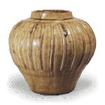 瀬戸灰釉条纹广口壺