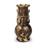 瀬戸铁釉印花花卉花瓶