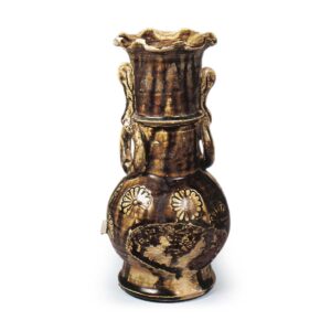 瀬戸铁釉印花花卉花瓶