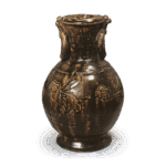 瀬戸铁釉印花花卉花瓶