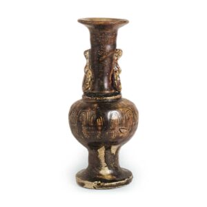 瀬戸铁釉印花花卉花瓶