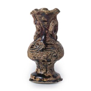 瀬戸铁釉印花花卉花瓶