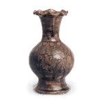 瀬戸铁釉印花花卉花瓶