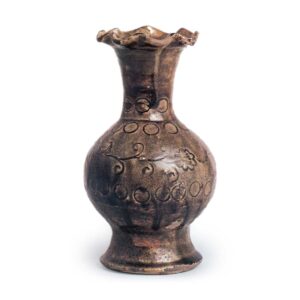 瀬戸铁釉印花花卉花瓶