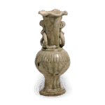 瀬戸灰釉印花花卉花瓶