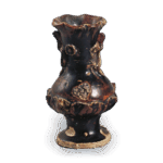 瀬戸铁釉貼花花瓶