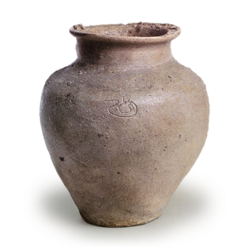 常滑刻有人物铭文的花瓶