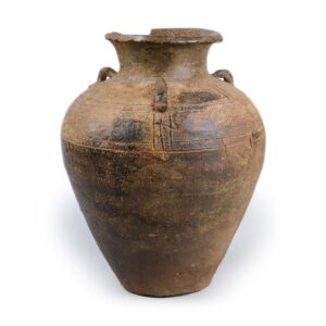 渥美铭文三耳罐