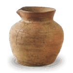 备前刻文片口小壶