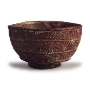 鼠志野雕三岛茶碗