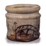 志野桥文矢筈口水指