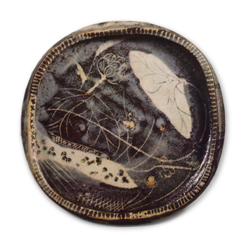 鼠志野莲文平鉢