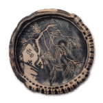 鼠志野花鸟纹平鉢