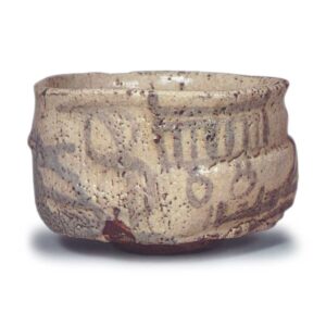 志野片身替茶碗