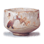 志野山水纹茶碗 铭朝萩