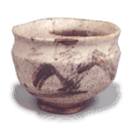 志野山水纹茶碗