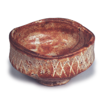 鼠志野檜垣纹茶碗