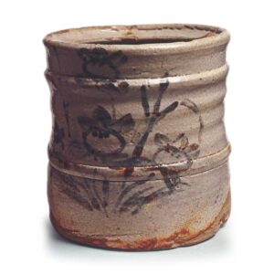 志野橘纹矢筈口水指