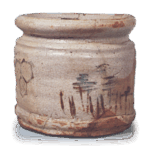 志野山水龟甲纹矢筈口水指