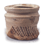 志野檜垣纹矢筈口水指