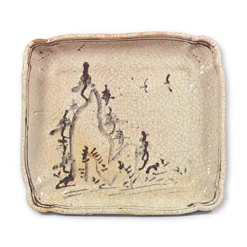 志野山水文额盘