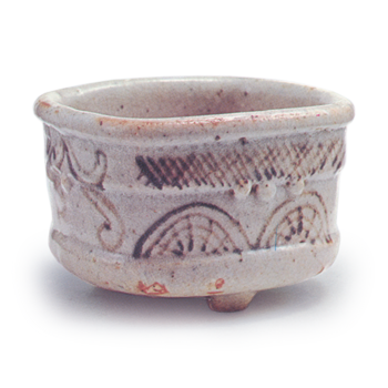 志野片轮车纹向付