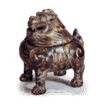 黑袖金彩狮子香炉