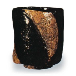 飴釉筒茶碗 銘寒月