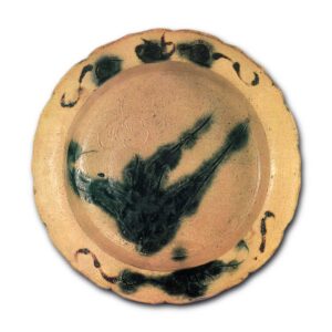 黄瀬戸 菖蒲文 轮花 鉢