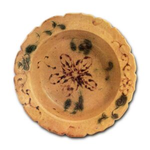 黄瀬戸 花文 轮花 鉢