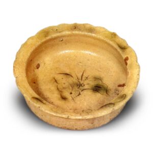 黄瀬戸 草花文 轮花 鉢