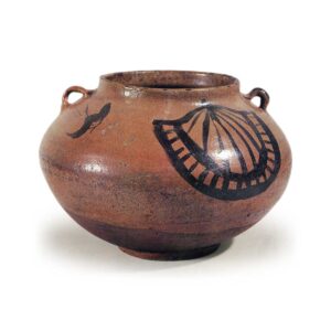 绘唐津千鸟片轮车纹壶