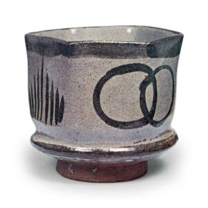 绘唐津木贼轮异纹六角向付