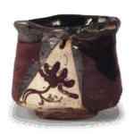 黑织部菊纹茶碗